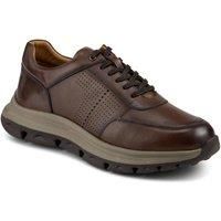 Pavers Men's Wide Fit Breathable Leather Lace Up Trainers in Brown | Size: 12