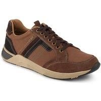 Pavers Men's Wide Fit Leather Casual Cushioning Trainers in Brown | Size: 9