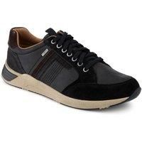 Pavers Men's Wide Fit Leather Casual Cushioning Trainers in Black | Size: 9