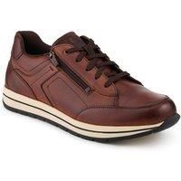 Pavers Men's Leather Zip Fasten Cushioning Trainers in Brown | Size: 11