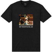 Wallace And Gromit  Get The Kettle On Lad  women's T shirt in Black