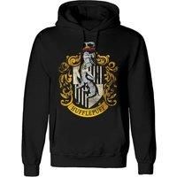 Harry Potter Men's Hufflepuff Distressed Pullover Hoodie in Black | Size: Large