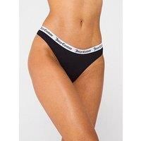 Juicy Couture Classic Juicy Logo Band Thong - Black / Grey