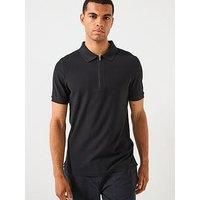 Lyle & Scott Ottoman Half Zip Polo Shirt - Black