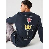 Lyle & Scott Rose And Crown Graphic Crew Neck- Navy