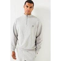 Lyle & Scott Loungewear 1/4 Zip Sweatshirt- Dark Grey - Light Grey