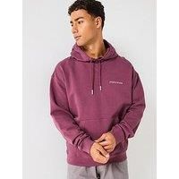 Lyle & Scott Script Brushback Heavyweight Relaxed Pullover Hoodie - Dark Red