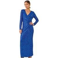 Roman Originals Sequin Wrap Stretch Maxi Dress for Women UK - Ladies