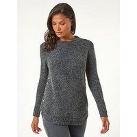 Roman Button Detail Curved Hem Jumper 12 female