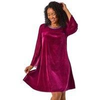 Petite Neck Trim Velvet Dress