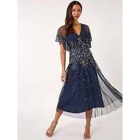 Roman Embellished Angel Sleeve Midi Dress 16 female