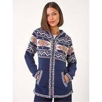 Roman Jacquard Zip Through Knit Cardigan 16 female
