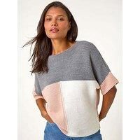 Roman Colour Block Knitted Jumper - Pink