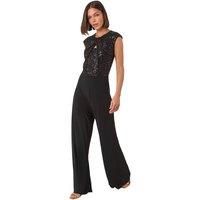 Roman Sequin Twist Front Jumpsuit in Black - Size 18 18 female