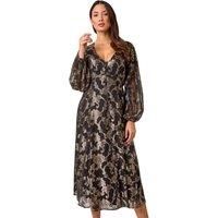Roman Shimmer Jacquard Midi Dress 12 female