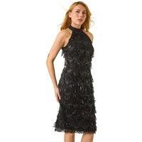 Dusk Fashion Dusk Halter Neck Tassel Trapeze Dress in Black - Size 12 12 female