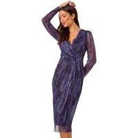 Roman Foil Plisse Wrap Dress 10 female