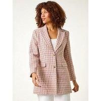 Roman Check Single Breasted Boucle Jacket 12 female