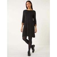 Roman Contrast Sleeve Knitted Shift Dress in Black - Size 20 20 female