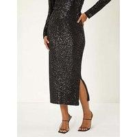 Dusk Women's Sequin Pencil Skirt in Black | Size: 18