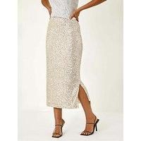Dusk Women's Sequin Pencil Skirt in Silver | Size: 10