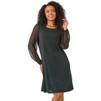 Roman Petite Chiffon Sleeve Sparkle Dress 18 female