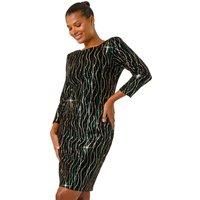 Roman Sequin Embellished Velvet Bodycon Dress 14 female