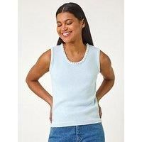 Roman Originals Pearl Detail Knit Vest For Women UK - Ladies Spring Summer