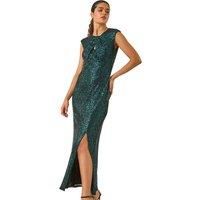 Roman Sequin Twist Front Maxi Stretch Dress 12 female