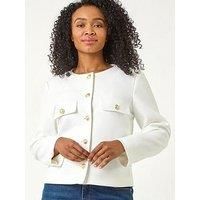 Roman Petite Collarless Button Up Jacket 16 female