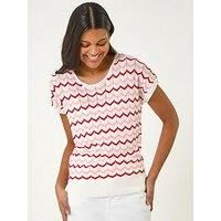 Roman Originals Textured Chevron Contrast Top Women UK - Ladies Spring Summer