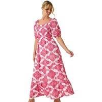 Roman Petite Cotton Embroidered Shirred Maxi Dress Women UK Ladies Spring Summer