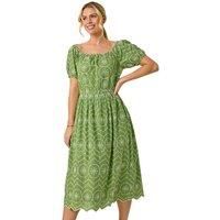 Petite Contrast Embroidery Dress