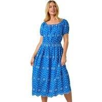 Roman Petite Royal Blue Contrast Embroidery Dress - Size 18 18 female