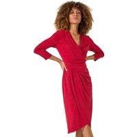 Floral Glitter Print Wrap Stretch Dress