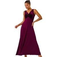 Roman Velvet Twist Front Maxi Stretch Dress 10 female
