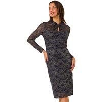 Roman Lace Twist Midi Dress in Navy - Size 16 16 female
