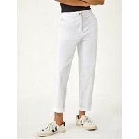 Roman Plain Cotton Chino Trousers for Women UK - Ladies Spring Everyday Summer Holiday Button Up Comfy Belt Loops Soft Pocket Detail Bottoms Day Out Pants - White - Size 14