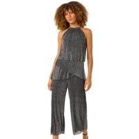 Roman Shimmer Plisse Jumpsuit in Silver 20 female