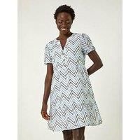Roman Zig Zag Embroidered Tunic Dress 10 female