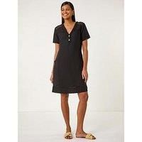Roman Originals Linen Mix Button Shift Dress For Women UK - Ladies Spring Summer