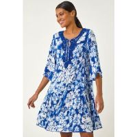 Roman Shadow Floral Lace Smock Dress 10 female
