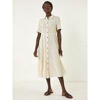 Roman Originals Shirt Dress for Women UK Ladies Short Sleeve Sleeveless Belted Collared Midi Maxi Summer Spring Smart Casual Button Evening Office A Line Swing Skater - Natural - Size 18
