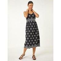 Roman Embroidered Strap Midi Sun Dress 16 female