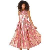 Dusk Metallic Jacquard Midi Dress 12 female