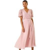 Roman Lace Detail Wrap Midi Dress 14 female