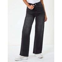 Roman Originals Wide Leg Jeans for Women UK Ladies Denim Trousers Palazzo Pants Jeggings Stretchy Cotton Summer Winter Autumn Spring Smart Office Work Party Flattering Bottoms - Ash - Size 10