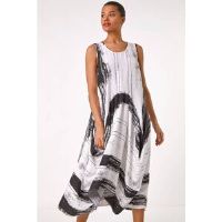 Roman Abstract Print Bubble Midi Dress 14 female