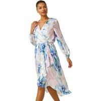 Roman Ruffle Midi Wrap Dress 14 female