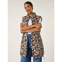 Animal Print Hooded Gilet